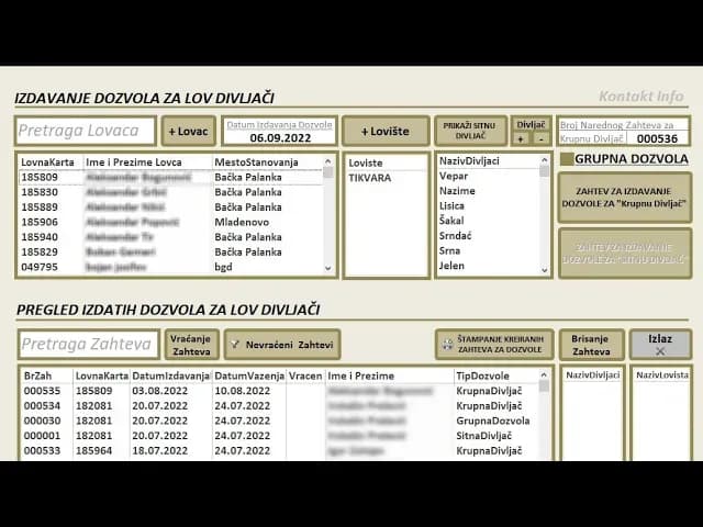 E175 BESPLATAN Program za Lovačka Društva - Brzo izdavanje Dozvola za Lov