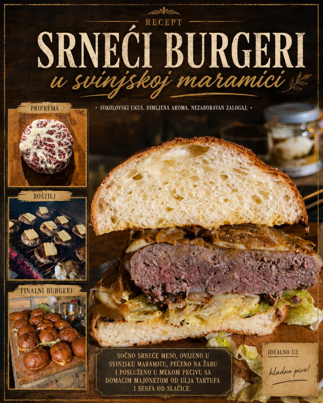 Srneći burger u svinjskoj maramici